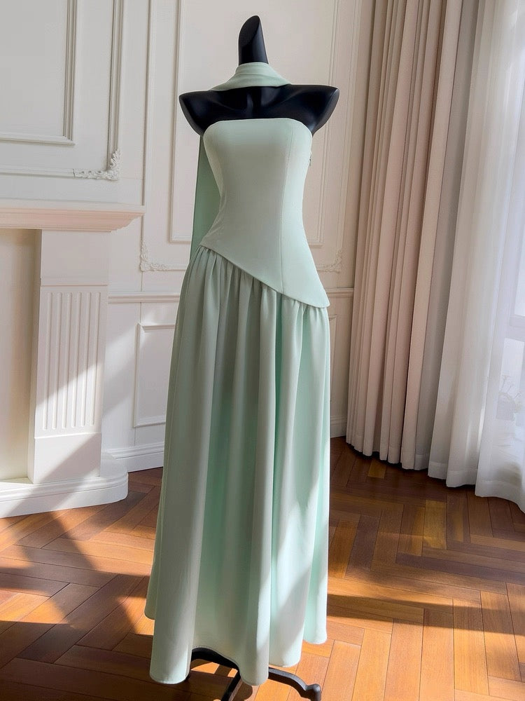 Simple A Line Strapless Brown Chiffon Long Prom Dresses Party Dress 20th Birthday Outfits Graduation Dresses DH2126