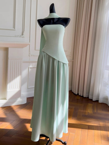 Simple A Line Strapless Brown Chiffon Long Prom Dresses Party Dress 20th Birthday Outfits Graduation Dresses DH2126