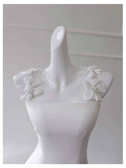 Modest Sheath Spaghetti Straps White Formal 8th Grade Homecoming Dress Middle School Short 18th Birthday Outfits Graduation Dress Hoco Dresses DH2129