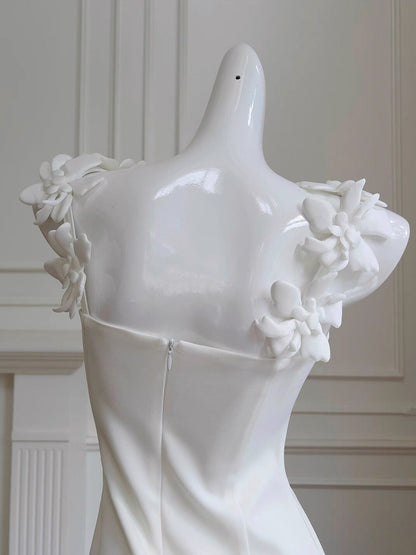 Modest Sheath Spaghetti Straps White Formal 8th Grade Homecoming Dress Middle School Short 18th Birthday Outfits Graduation Dress Hoco Dresses DH2129