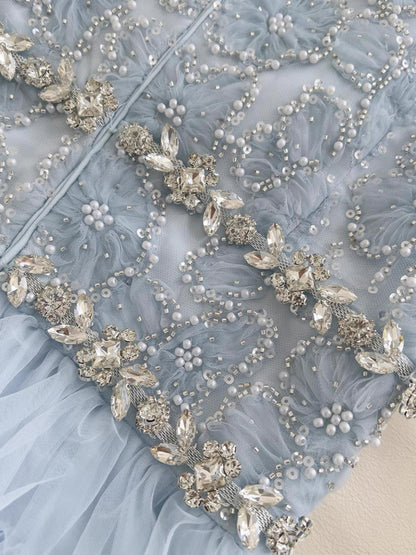 Modest A Line Jewel Neck Light Sky Blue Tulle Formal 8th Grade Homecoming Dress High School Short 18th Birthday Outfits Graduation Dress Hoco Dresses DH2199