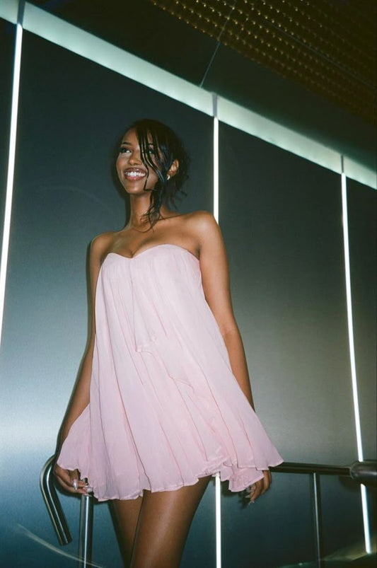 Simple A line Sweetheart Pink Chiffon Mini Short Formal Cocktail Dress Homecoming Dresses Summer Middle School Hoco Dress Homecoming Outfits Birthday Outfit DH2145