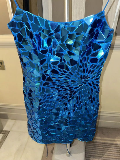 Aesthetic Sheath Spaghetti Straps Royal Blue Sequin Tight Mini Formal Homecoming Dress Short Cocktail Outfits Graduation Dress Hoco Dress DH2172