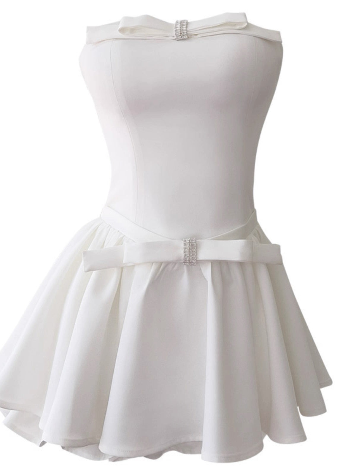 Aesthetic A line Strapless White Formal Tight Homecoming Dress Middle School Short 18th Birthday Outfits Graduation Dress Hoco Dresses DH2177