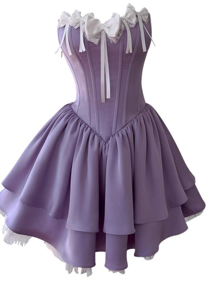 Modest A line Sweetheart Grape Satin Formal Short Homecoming Dress Middle School Short 21st Birthday Outfits Graduation Dress Cocktail Dresses DH2178