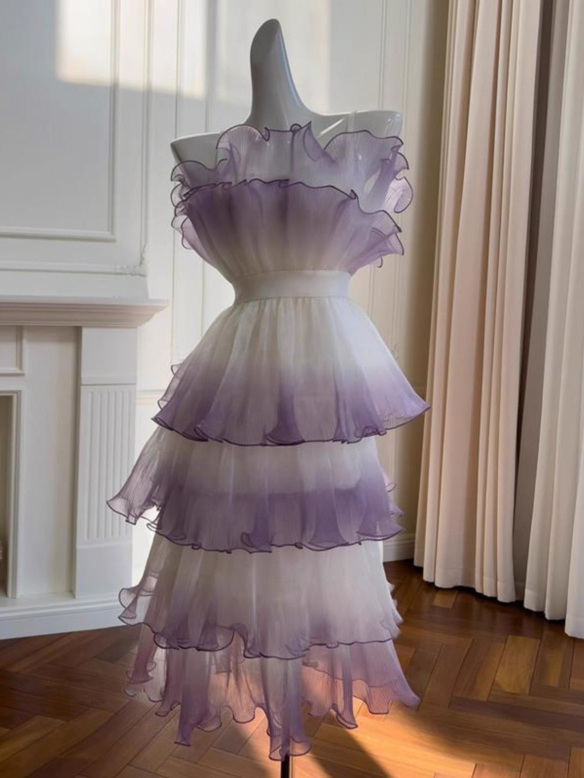 Modest Ball Gown Strapless Ombre Grape Formal Homecoming Dress Middle School Short 21st Birthday Outfits Graduation Dress Cocktail Dresses DH2180