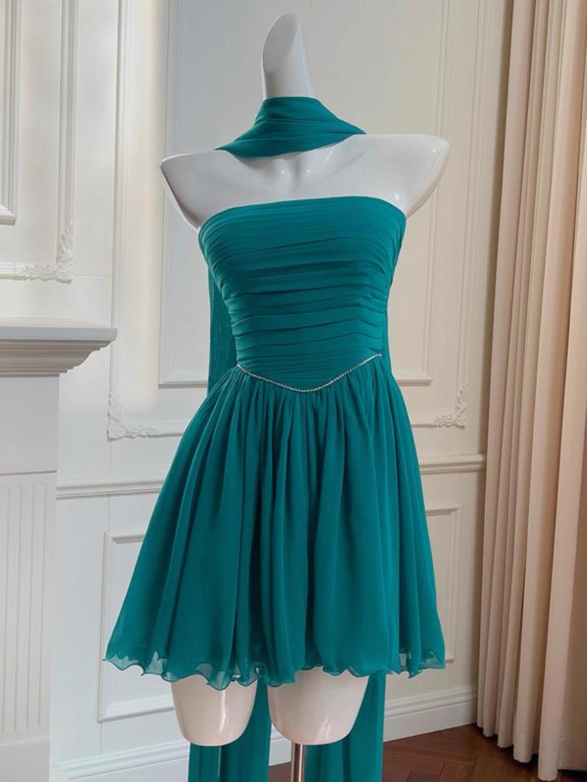 Aesthetic A line Strapless Chiffon Formal Mini Homecoming Dress Middle School Short 19th Birthday Outfits Graduation Dress Hoco Dresses DH2181