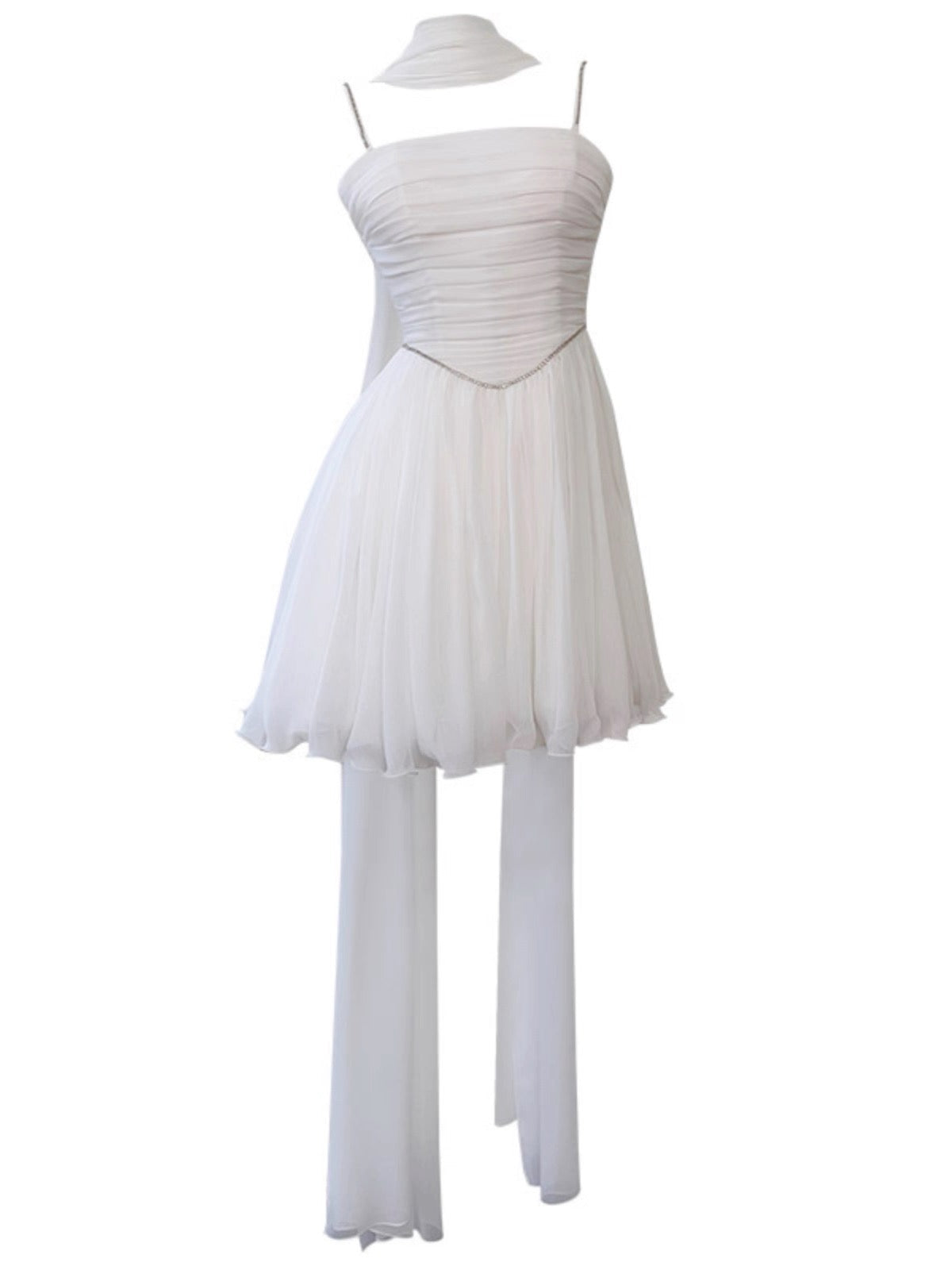 Aesthetic A line Spaghetti Straps White Chiffon Formal Mini Homecoming Dress Middle School Short 19th Birthday Outfits Graduation Dress Hoco Dresses DH2182