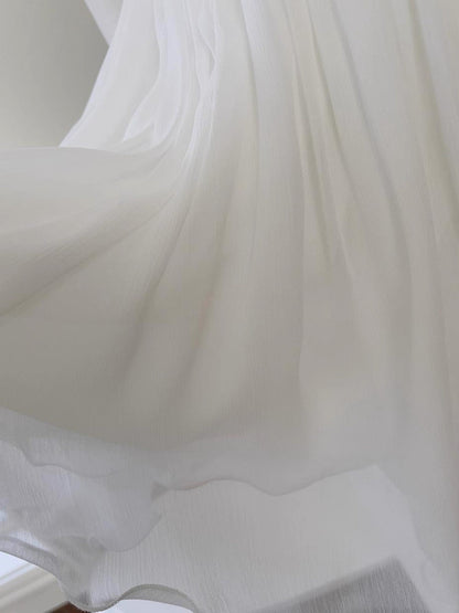 Aesthetic A line Spaghetti Straps White Chiffon Formal Mini Homecoming Dress Middle School Short 19th Birthday Outfits Graduation Dress Hoco Dresses DH2182