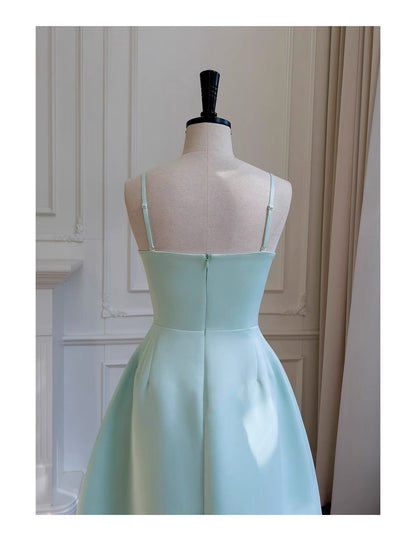 Simple A Line Spaghetti Straps Satin Formal Homecoming Dress Middle School 20th Birthday Outfits Graduation Dress Cocktail Dresses DH2183