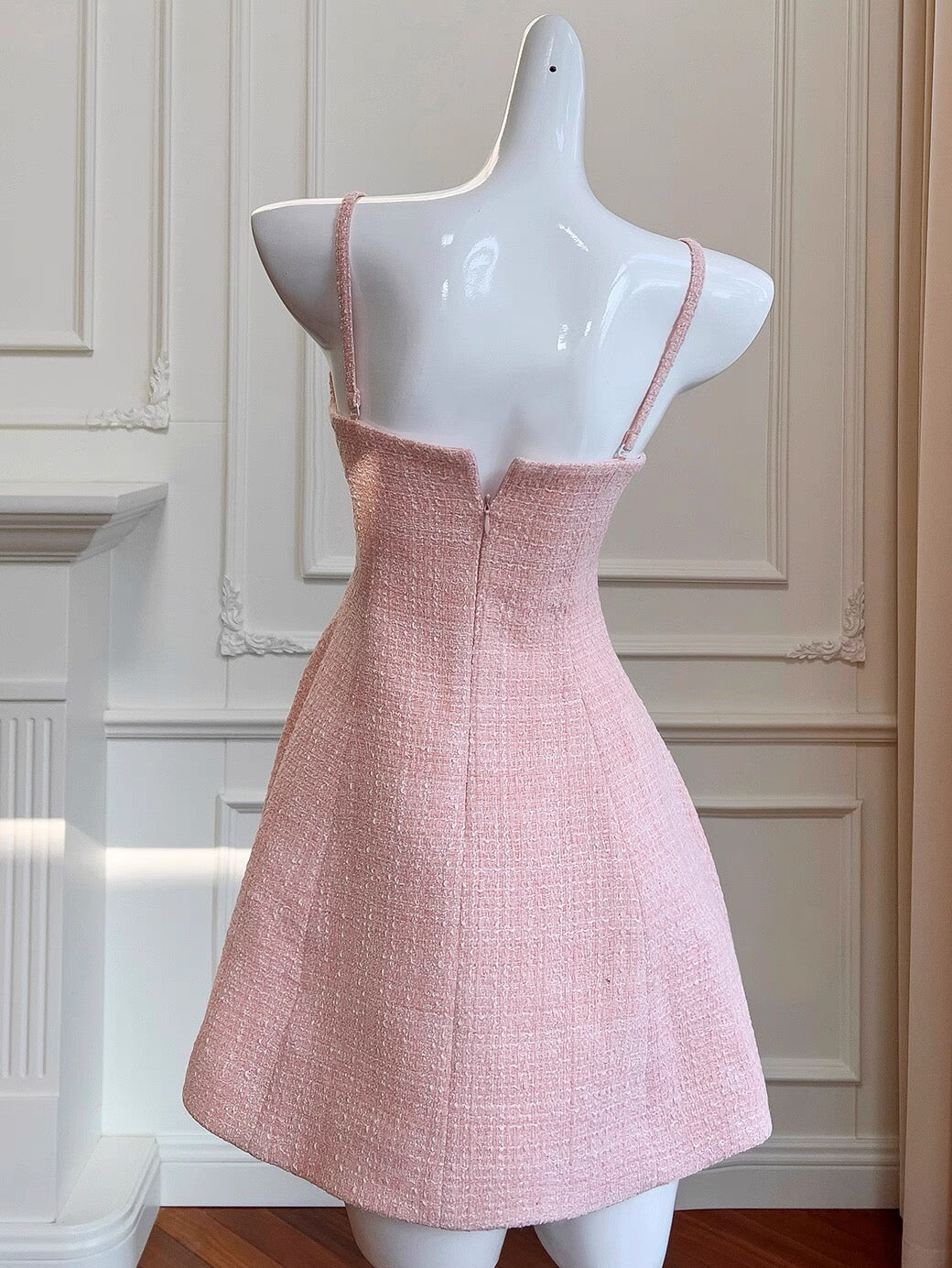 Aesthetic A line Spaghetti Straps Pink Formal Mini Homecoming Dress Middle School Short 17th Birthday Outfits Graduation Dress Hoco Dresses DH2188