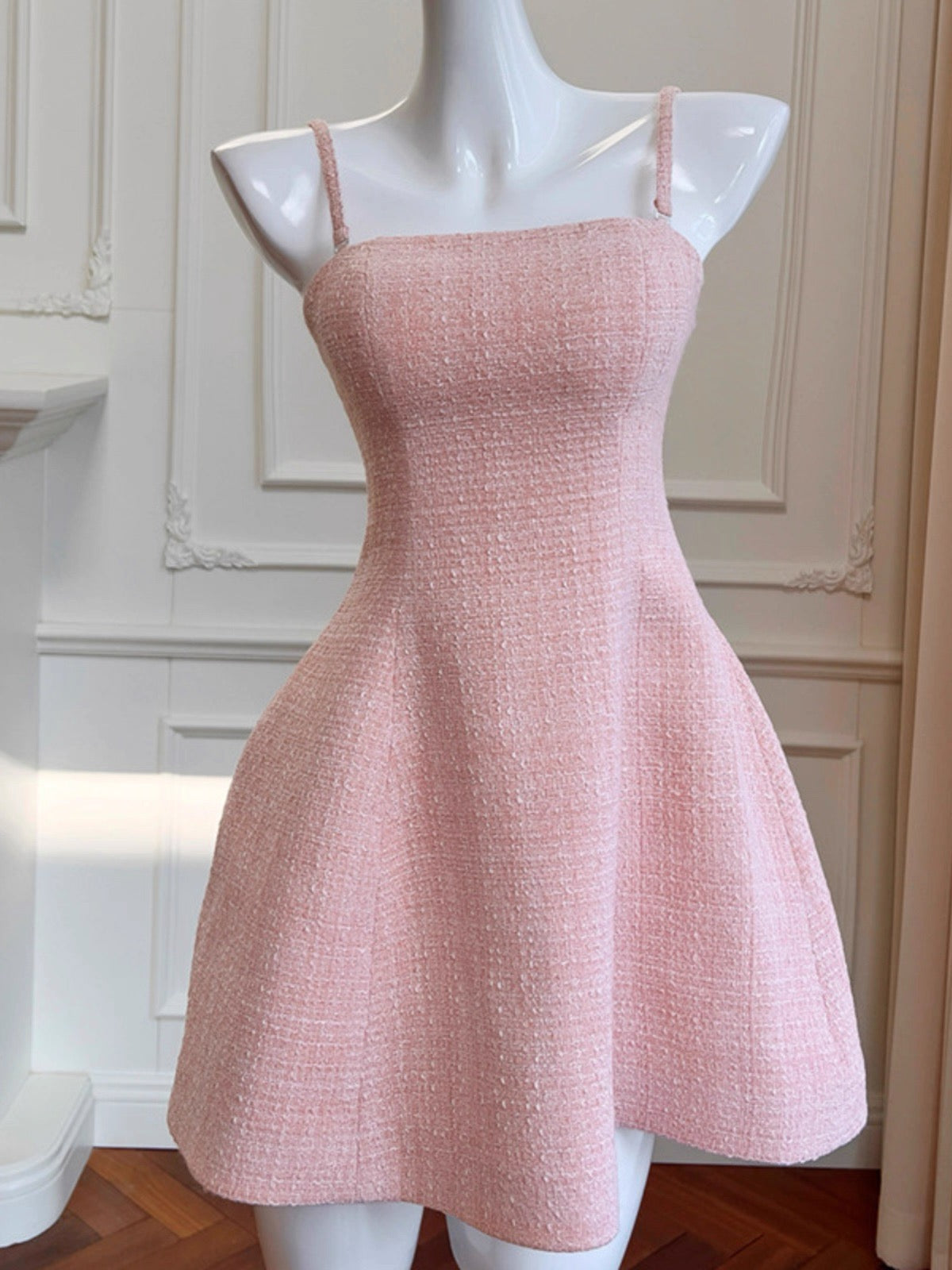 Aesthetic A line Spaghetti Straps Pink Formal Mini Homecoming Dress Middle School Short 17th Birthday Outfits Graduation Dress Hoco Dresses DH2188