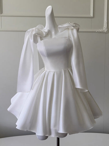 Cute A line Straps White Corset Back Mini Short Formal Cocktail Dress Homecoming Dresses Summer Middle School Hoco Dress Homecoming Outfits 19th Birthday Outfit DH2190