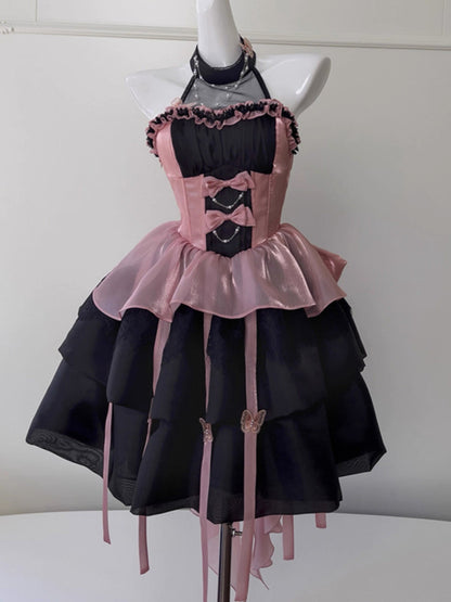 Cute Ball Gown High Neck Black Corset Back Mini Short Formal Cocktail Dress Homecoming Dresses Summer Middle School Hoco Dress Homecoming Outfits 16th Birthday Outfit DH2192