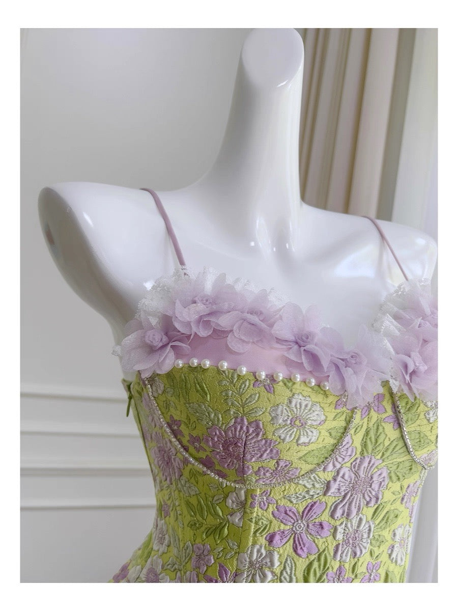 Aesthetic A line Spaghetti Straps Floral Printed Pattern Formal Mini Homecoming Dress Short 17th Birthday Outfits Graduation Dress Hoco Dress DH2194