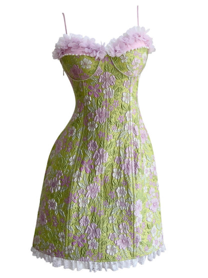 Aesthetic A line Spaghetti Straps Floral Printed Pattern Formal Mini Homecoming Dress Short 17th Birthday Outfits Graduation Dress Hoco Dress DH2194