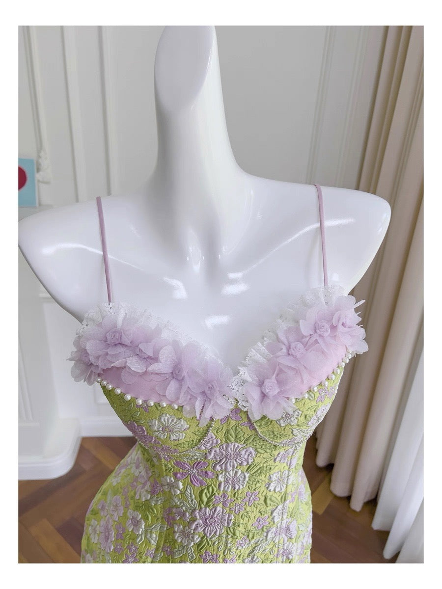 Aesthetic A line Spaghetti Straps Floral Printed Pattern Formal Mini Homecoming Dress Short 17th Birthday Outfits Graduation Dress Hoco Dress DH2194