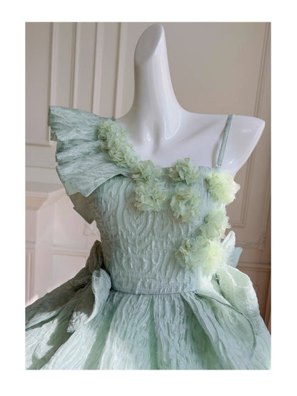 Cute Ball Gown Mint Green Satin Formal Short Mini Homecoming Dress Middle School 20th Birthday Outfits Graduation Dress Cocktail Dresses DH2200