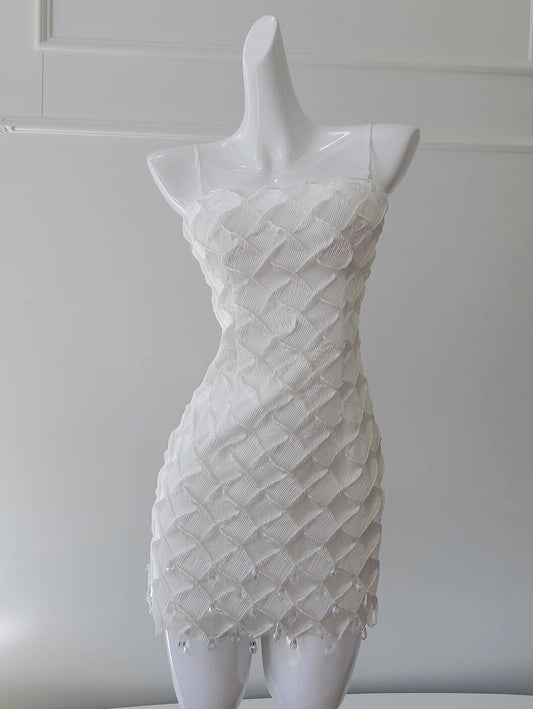 Cute Sheath Spaghetti Straps White Short Formal Homecoming Dress Middle School Short 20th Birthday Outfits Graduation Dress Cocktail Dresses DH2206