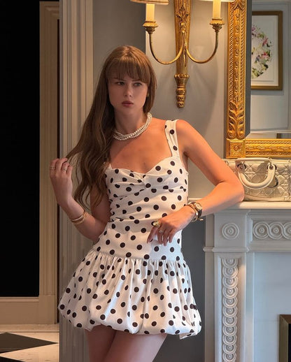 Pretty Sheath Black Polka Dots Formal Homecoming Dresses Short 21st Birthday Outfits Graduation Dress Mini Cocktail Dresses DH2272