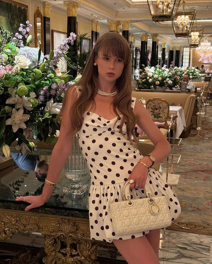 Pretty Sheath Black Polka Dots Formal Homecoming Dresses Short 21st Birthday Outfits Graduation Dress Mini Cocktail Dresses DH2272