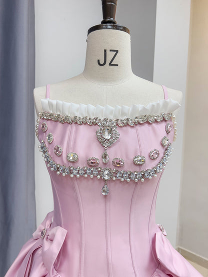 Modest Ball Gown Spaghetti Straps Satin Short Formal Homecoming Dress Middle School Short 18th Birthday Outfits Graduation Dress Cocktail Dresses DH2289