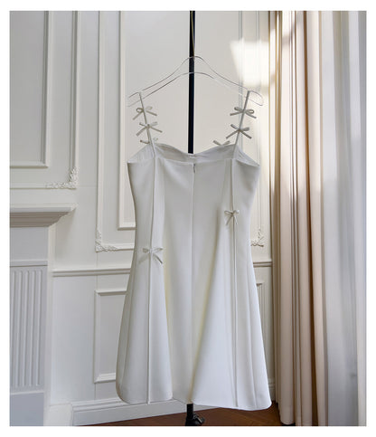 Pretty A Line Spaghetti Straps White Short Formal Homecoming Dresses Middle School Short 21st Birthday Outfits Graduation Dress Mini Cocktail Dresses DH2295