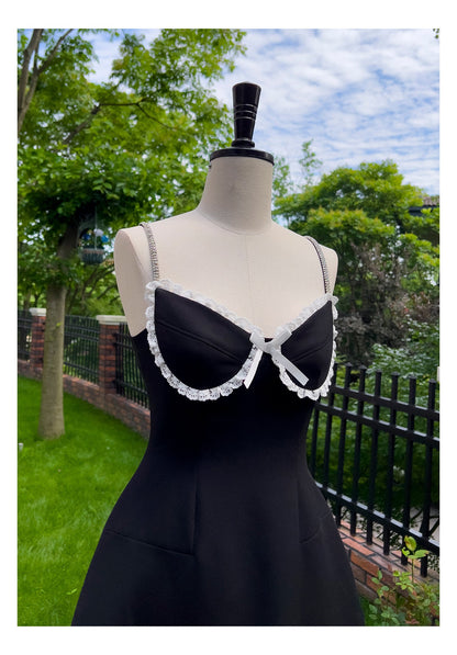 Pretty A Line Spaghetti Straps Little Black Dress Satin Short Formal Homecoming Dresses Middle School Short 21st Birthday Outfits Graduation Dress Mini Cocktail Dresses DH2301