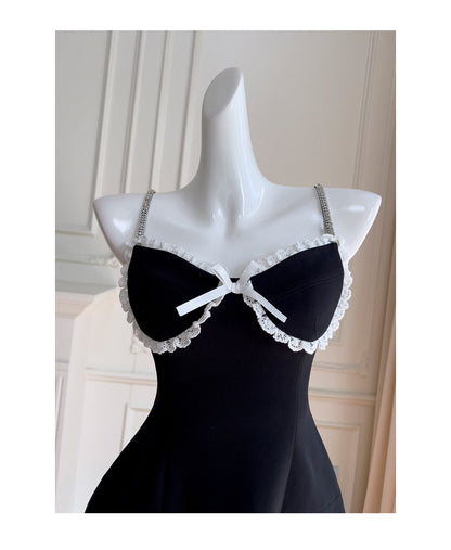 Pretty A Line Spaghetti Straps Black Satin Short Formal Homecoming Dresses Middle School Short 21st Birthday Outfits Graduation Dress Mini Cocktail Dresses DH2300