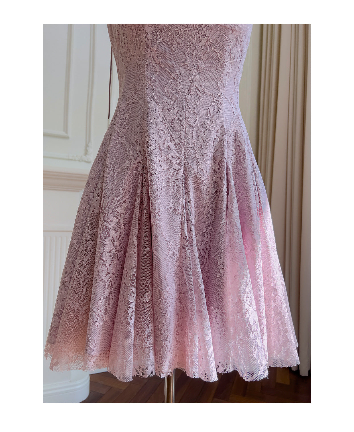 Pretty A Line Spaghetti Straps Pink Lace Short Formal Homecoming Dresses Middle School Short 21st Birthday Outfits Graduation Dress Mini Cocktail Dresses DH2302