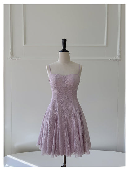 Pretty A Line Spaghetti Straps Pink Lace Short Formal Homecoming Dresses Middle School Short 21st Birthday Outfits Graduation Dress Mini Cocktail Dresses DH2302