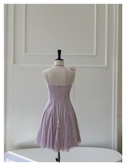 Pretty A Line Spaghetti Straps Pink Lace Short Formal Homecoming Dresses Middle School Short 21st Birthday Outfits Graduation Dress Mini Cocktail Dresses DH2302