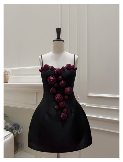 Pretty Ball Gown Spaghetti Straps Black Short Formal Homecoming Dresses Middle School Short 21st Birthday Outfits Graduation Dress Mini Cocktail Dresses DH2304