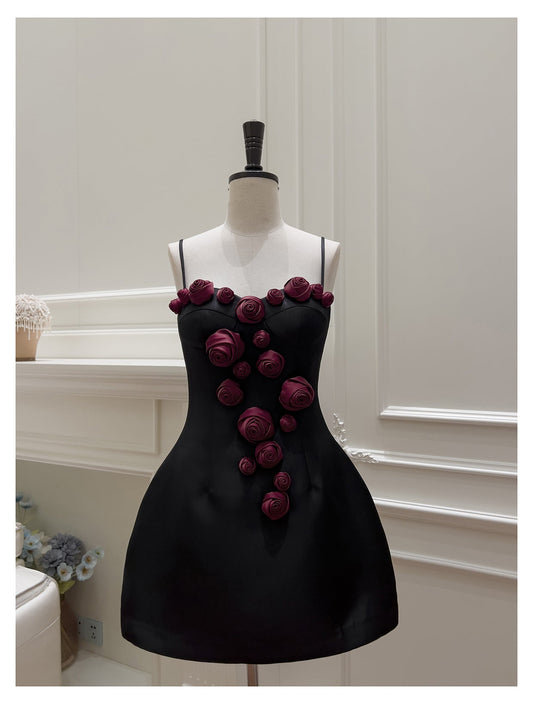 Pretty Ball Gown Spaghetti Straps Black Short Formal Homecoming Dresses Middle School Short 21st Birthday Outfits Graduation Dress Mini Cocktail Dresses DH2304