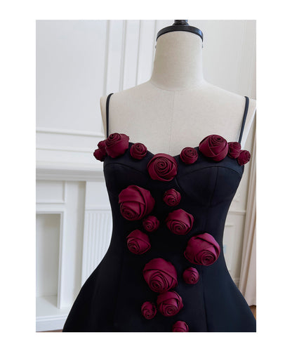 Pretty Ball Gown Spaghetti Straps Black Short Formal Homecoming Dresses Middle School Short 21st Birthday Outfits Graduation Dress Mini Cocktail Dresses DH2304