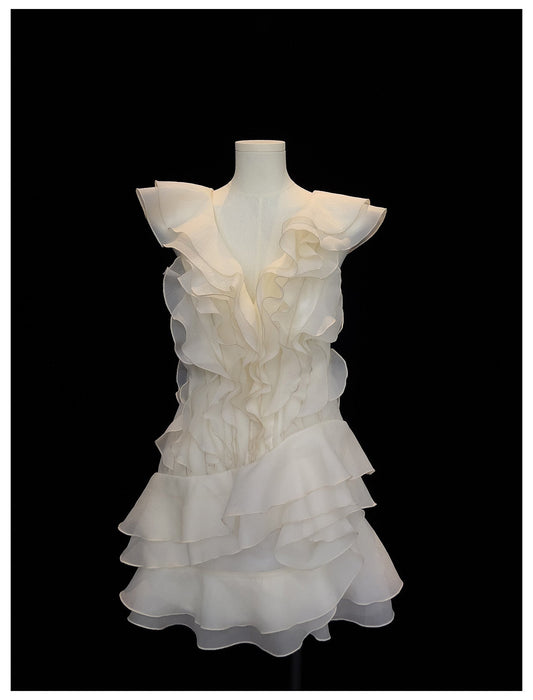 Pretty A line V Neck Ivory Chiffon Short Formal Homecoming Dresses Middle School Short 21st Birthday Outfits Graduation Dress Mini Cocktail Dresses DH2306