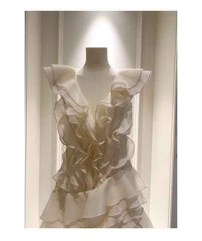 Pretty A line V Neck Ivory Chiffon Short Formal Homecoming Dresses Middle School Short 21st Birthday Outfits Graduation Dress Mini Cocktail Dresses DH2306