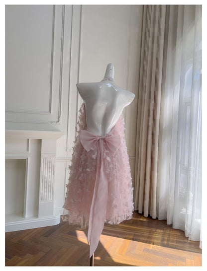 Pretty A Line High Neck Pink Lace Formal Homecoming Dresses Middle School Short 21st Birthday Outfits Graduation Dress Mini Cocktail Dresses DH2307