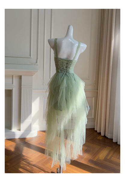 Pretty A Line Sage Green Tulle Formal Homecoming Dresses Middle School Short 21st Birthday Outfits Graduation Dress Mini Cocktail Dresses DH2309