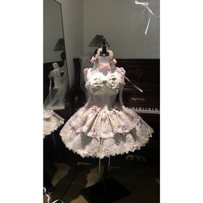 Vintage Ball Gown Spaghetti Straps Lace Summer 18th Birthday Dress Lolita Dress Mini 18th Birthday Outfits Short Lolita Outfit DH2405