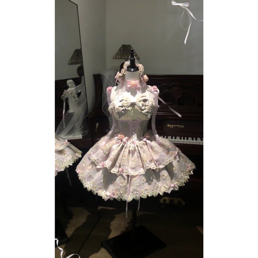 Vintage Ball Gown Spaghetti Straps Lace Summer 18th Birthday Dress Lolita Dress Mini 18th Birthday Outfits Short Lolita Outfit DH2405