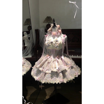 Vintage Ball Gown Spaghetti Straps Lace Summer 18th Birthday Dress Lolita Dress Mini 18th Birthday Outfits Short Lolita Outfit DH2405