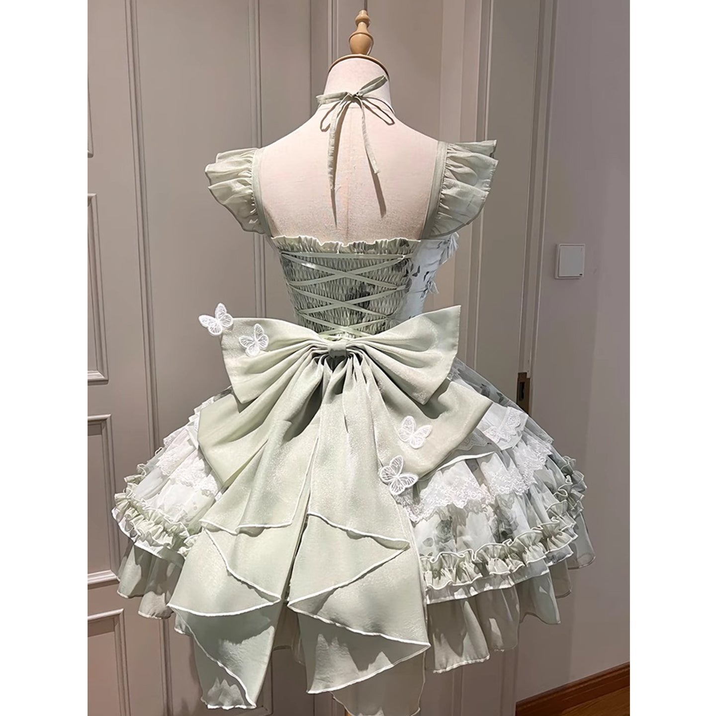 Vintage Ball Gown Square Neck Mint Green Lace Summer 16th Birthday Dress Lolita Dress Mini 18th Birthday Outfits Short Lolita Outfit DH2407