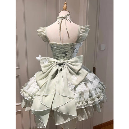 Vintage Ball Gown Square Neck Mint Green Lace Summer 16th Birthday Dress Lolita Dress Mini 18th Birthday Outfits Short Lolita Outfit DH2407