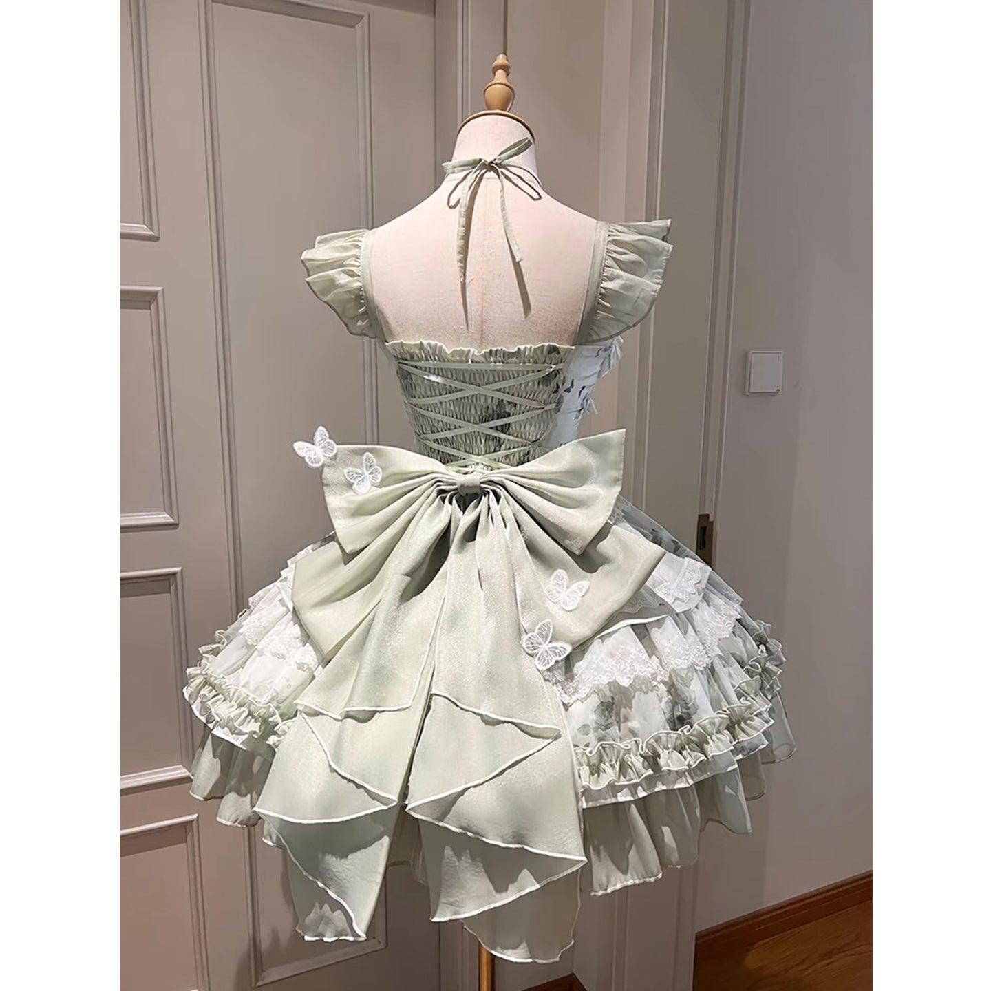 Vintage Ball Gown Square Neck Mint Green Lace Summer 16th Birthday Dress Lolita Dress Mini 18th Birthday Outfits Short Lolita Outfit DH2407