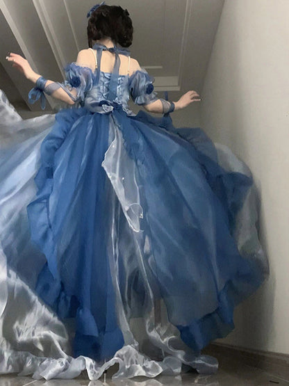 Vintage Ball Gown Off The Shoulder Half Sleeves 21st Birthday Dress Lolita Dress Blue 20th Birthday Outfits DH2420