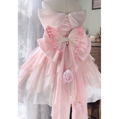 Vintage Ball Gown Off The Shoulder Pink Mini Summer 16th Birthday Dress Lolita Dress Mini 18th Birthday Outfits Short Lolita Outfit DH2426