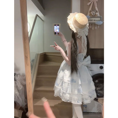 Cute A line Square Neck White Short Mini Summer 16th Birthday Dress Lolita Dress Mini 18th Birthday Outfits Lolita Outfit DH2437