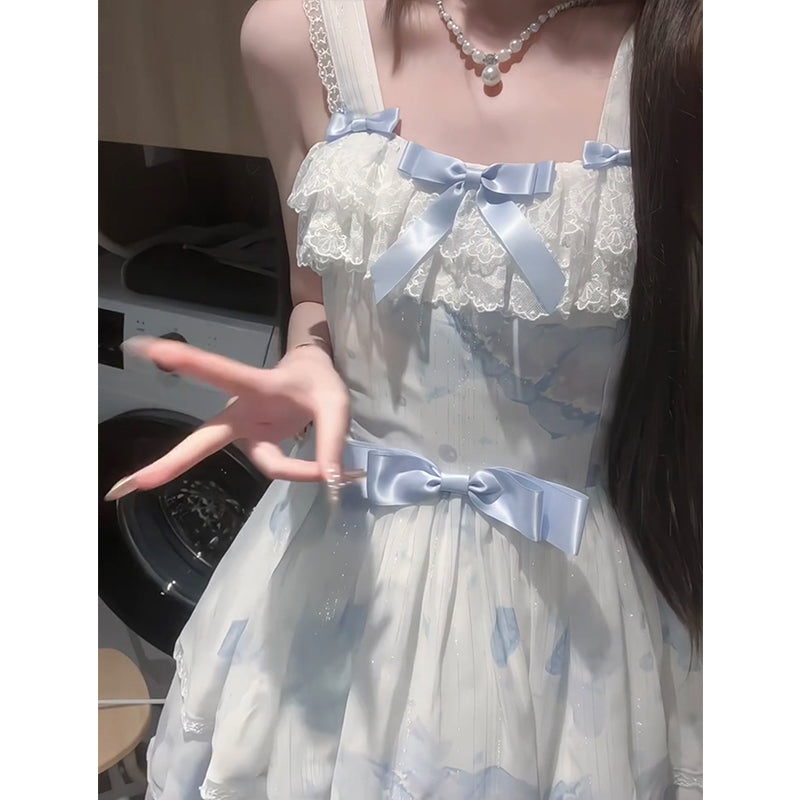 Cute A line Square Neck White Short Mini Summer 16th Birthday Dress Lolita Dress Mini 18th Birthday Outfits Lolita Outfit DH2437