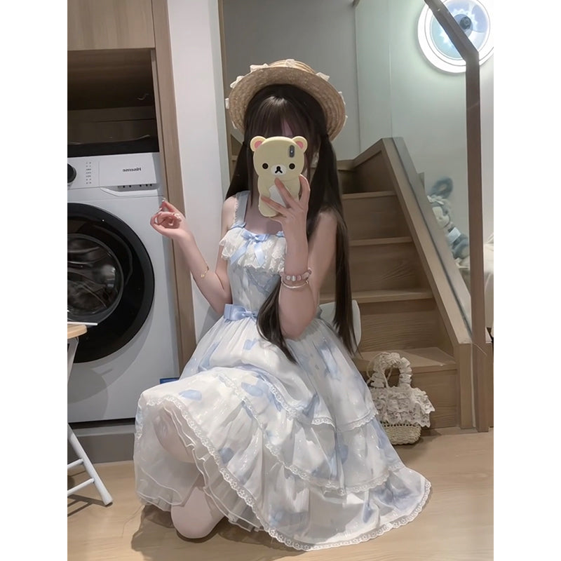 Cute A line Square Neck White Short Mini Summer 16th Birthday Dress Lolita Dress Mini 18th Birthday Outfits Lolita Outfit DH2437